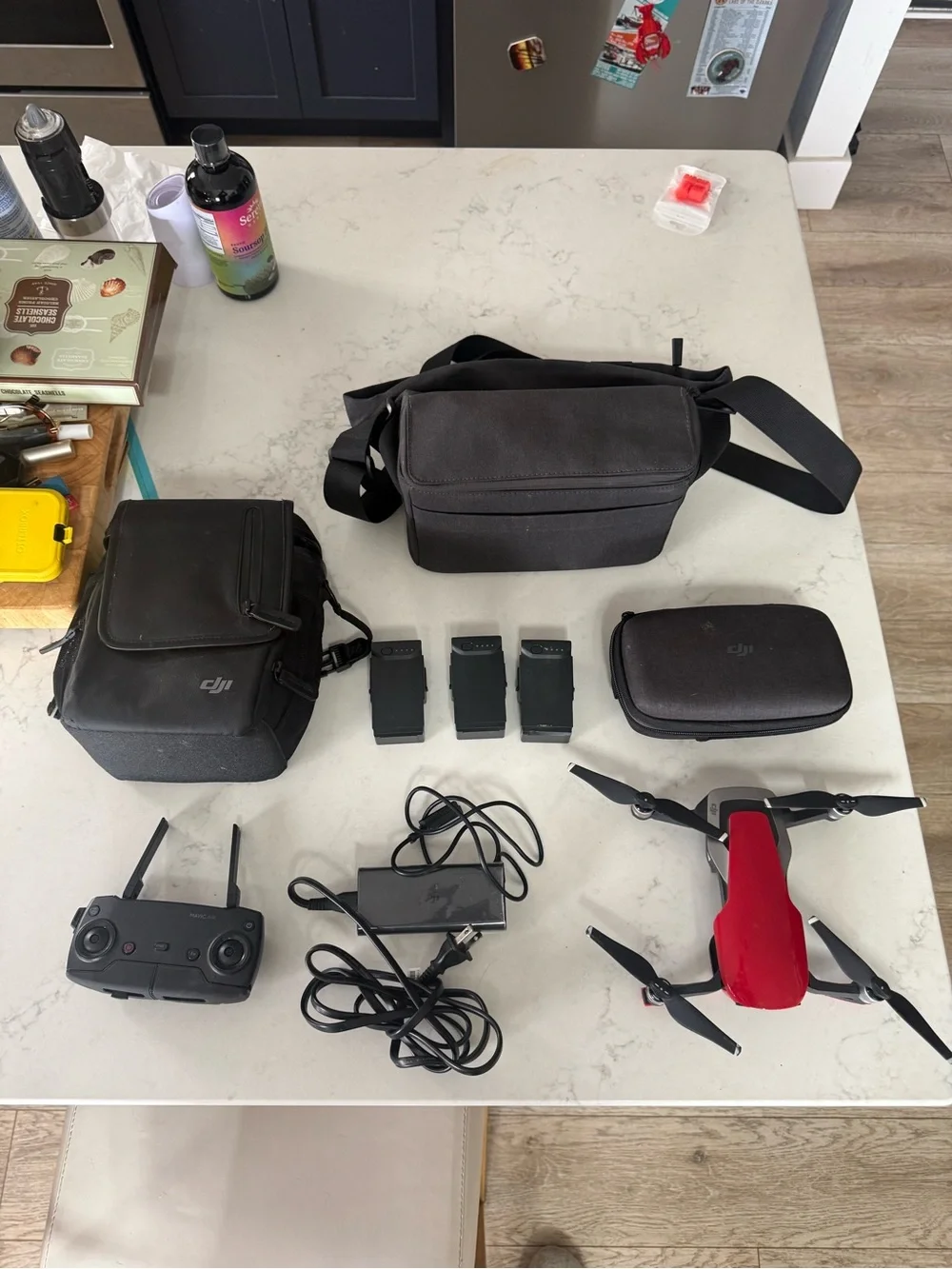 DJI Mavi Air ll / Spark Foldable Drone with Red Body and Accessories